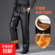 皮褲男款加絨加厚冬季寬松中老年男士摩托車(chē)外賣(mài)騎行防水保暖褲子 LK-防風(fēng)皮褲黑色 2XL 約115-135斤可穿