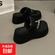 仙女風(fēng)沙灘拖鞋女外穿2025年夏季新款小個(gè)子厚底人字拖絕美涼拖鞋 黑色 37