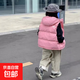 兒童棉馬甲男女童保暖連帽中大童加厚背心寶寶外穿套校服坎肩百搭 粉色 130