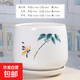 花盆綠植盆栽北歐陶瓷白色清倉特價(jià)創(chuàng  )意特大號帶托盤(pán)家用陽(yáng)臺簡(jiǎn)約 蜻蜓戲竹 特大