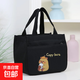 高顏值帆布手提包寶媽外出簡(jiǎn)約小巧立體拎包通勤加厚上班便當飯袋 黑色 均碼