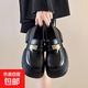 配裙子厚底英倫風(fēng)樂(lè )福鞋女2025年春季新款jk百搭日系增高小皮鞋單 啞光 36