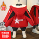 男童秋冬新款個(gè)性帥氣連帽棉衣加絨加厚時(shí)尚外套女童洋氣派克服 五角星中國加絨外套紅色 120
