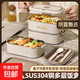 304不銹鋼飯盒特厚多層保溫便當盒學(xué)生上班族便攜可微波加熱多格 【優(yōu)質(zhì)304鋼】雙層飯盒+保溫袋