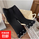 女寶喇叭褲秋款韓版洋氣寶寶櫻桃刺繡加絨百搭打底褲外穿299 黑色【加絨】 -棉豆服 120 碼【身高105-115cm】