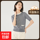 【阿瑪尼制造商】大牌同款小香風(fēng)羊毛針織短袖女氣質(zhì)衫打底上衣 中灰 L （100-115斤）