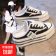 包頭拖鞋女夏季外穿2025新款帆布鞋系帶圓頭松糕厚底外穿休閑女鞋 黑色 37
