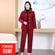 新款中老年加絨加厚媽媽兩件套棉襖棉褲一整套冬季特厚寬松棉衣服 紅色【上衣+褲子套裝】 加厚 加絨 5XL 建議150-165斤12