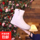 雪地靴女2025新款冬季女馬丁靴加厚棉鞋女加絨保暖防滑短靴女 米白色 38