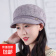 中老年人帽子女春季奶奶貝雷帽媽媽帽老人帽春季天薄款八角帽 香芋色 均碼