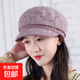 中老年人帽子女春季奶奶貝雷帽媽媽帽老人帽春季天薄款八角帽 淺紫 均碼