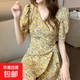 法式復古碎花連衣裙女2025夏季新款設計感小個(gè)子茶歇氣質(zhì)8057 黃花 M 【100-110斤】