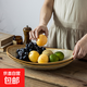 船盤(pán)魚(yú)盤(pán)日式復古風(fēng)家用陶瓷餐具高顏值海鮮盤(pán)子菜盤(pán)水果盤(pán)異形盤(pán) 茶兮-船盤(pán)棕黃 1個(gè) 14.2英寸