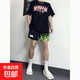 火焰美式籃球短褲男夏季寬松四分不過(guò)膝三分褲訓練速干透氣籃球褲 【美式短褲】綠火焰DK427 2XL 【建議135-150斤】