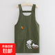 文藝風(fēng)背帶圍裙可愛(ài)卡通小兔刺繡廚房餐飲專(zhuān)用透氣防污女款工作服 刺繡兔綠色