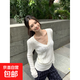 白色v領(lǐng)長(cháng)袖針織衫女秋冬修身麻花毛衣彈力收腰緊身內搭打底上衣 白色 均碼