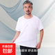 100%棉中老年短袖t恤夏季老頭衫寬松半袖汗衫爸爸裝老人衣服XJFS 白色 4XL （165-180斤）