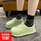 冬季防水保暖棉拖鞋女士加絨小熊包頭棉鞋菱格居家室內棉拖可外穿 綠色 38-39