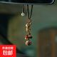 創(chuàng  )意平安檀木小鹿車(chē)載汽車(chē)掛件車(chē)內飾品掛飾事事如意后視鏡吊墜 檀木珠鏈平安小鹿+香薰款