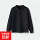 男童polo衫長(cháng)袖t恤帶領(lǐng)春秋純棉兒童白色打底衫小學(xué)生校服女班服 黑色 150