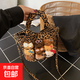 2026春季新款少女斜挎包卡通毛絨玩偶萌妹子帆布單肩包時(shí)尚女包包 豹紋色