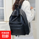 2025新款軟PU雙肩包歐美復古學(xué)院風(fēng)大學(xué)生上課背包出差旅行電腦包 黑色【無(wú)掛件】
