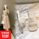 涼拖鞋女夏外穿2025新款西雙版納波西米亞風(fēng)配裙子海邊沙灘鞋百搭 白色 38-39