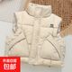 2025秋冬季韓版新款兒童加厚棉馬甲中大童保暖男女童坎肩背心外穿 米白色 160 cm建議身高加10拍
