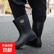 歐美高檔新款雨鞋男士防水防滑工作膠鞋耐磨軟底釣魚(yú)雨靴束口水鞋 黑色 40
