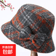 中老年人帽子女奶奶老太太秋冬季媽媽盆帽春秋加厚保暖漁夫帽 桔紅 均碼（56-58cm）