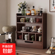 實(shí)木杯架復古茶杯茶具餐桌放置柜水杯咖啡杯餐邊柜收納置物架書(shū)架 【加厚橡膠木】五層帶抽胡桃色50.4*15*57c