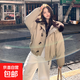 棉服女輕奢風(fēng)復古牛角扣派克服冬季2025年新款加厚韓系棉襖外套 灰卡其色 M