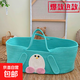 提籃新生兒出院籃子車(chē)載安全睡籃床提籃外出便攜式手提籃 藍色企鵝（不含海綿） 70*40*25