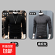 半高領(lǐng)德絨打底衫男士修身保暖內搭純色長(cháng)袖t桖8991 黑色+高級灰 XL 推薦（130-150）