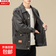大碼男裝牛仔外套潮牌寬松休閑工裝夾克干活耐磨防燙工作服上衣男 灰色 5XL (建議185-195斤)