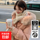 狐貍大毛領(lǐng)羽絨服女冬季白鴨絨韓版牛角扣百搭寬松長(cháng)款連帽外套 橘粉色 S (100-125斤)
