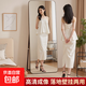 穿衣鏡全身鏡落地鏡壁掛鏡掛門(mén)服裝店試衣鏡掛穿一體簡(jiǎn)約北歐風(fēng) 【圓角】赫本黑150*40cm 送貨上門(mén)