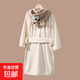 兒童睡衣秋冬加厚珊瑚絨男童睡袍中大童卡通帶帽浴巾寶寶冬款浴袍 白色 140
