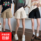 孕婦短褲夏季外穿薄款打底褲寬松孕婦休閑外穿西裝褲子托腹調節褲 黑色+卡其（2條裝） XL【130-150斤】