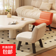 小凳子家用矮凳客廳沙發(fā)腳蹬靠背小椅子門(mén)口換鞋凳簡(jiǎn)約現代小板凳 【靠背沙發(fā)椅】米白皮質(zhì) 軟包凳面/甄選品質(zhì)進(jìn)口木材