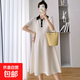 孕婦連衣裙夏裝短袖裙翻領(lǐng)孕婦裝夏天孕婦裙子女夏季衣服 杏色 XL