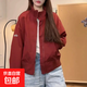 2025秋季新款復古立領(lǐng)高級感棒球服外套女寬松上衣【179】 酒紅色 L 【建議110-125斤】