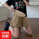 孕婦短褲夏季外穿薄款打底褲寬松孕婦休閑外穿西裝褲子托腹調節褲 卡其 XL【130-150斤】