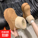加絨加厚雪地靴女羊羔2025新款冬季毛厚底短筒新款時(shí)尚增高棉鞋 黃色 37