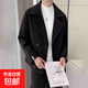 潮牌秋冬季新款男士短款風(fēng)衣外套韓版英倫休閑修身加厚夾克大衣男 黑色 XL