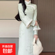 綠色毛絨領(lǐng)淑女范倒大袖改良旗袍少女款復古民國風(fēng)日?？纱┻B衣裙 綠色 L （105-115斤）