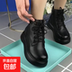 2025秋冬新款厚底馬丁靴圓頭輕便耐磨松糕底加厚保暖平底媽媽女靴 黑色單里 38