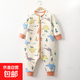 A類(lèi)純棉無(wú)骨秋冬三層夾棉兒童睡袋寶寶分腿防踢被連體衣家居服 三層保暖睡袋-卡其恐龍 120 建議112-122CM