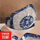 青花瓷8英寸家用陶瓷翹腳碗四角碗釉下彩方形湯盤(pán)四平八穩菜盤(pán)子 【1只】8英寸陶瓷四角盤(pán)