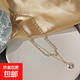 短款鎖骨鏈choker雙層項鏈簡(jiǎn)約珍珠項鏈女小眾設計項圈配飾感 珍珠雙層項鏈金色